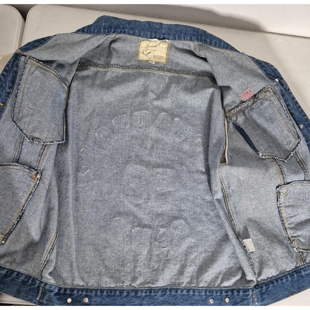 WHIPP Jacket Mens Small Blue Denim Varsity Leather Sleeves Squadron '58 Club VTG - Picture 4 of 12